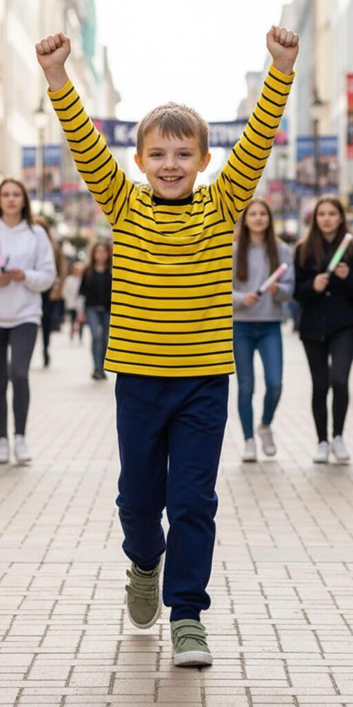 Комплект тънък 2 части (б/д) райе в жълто и черно