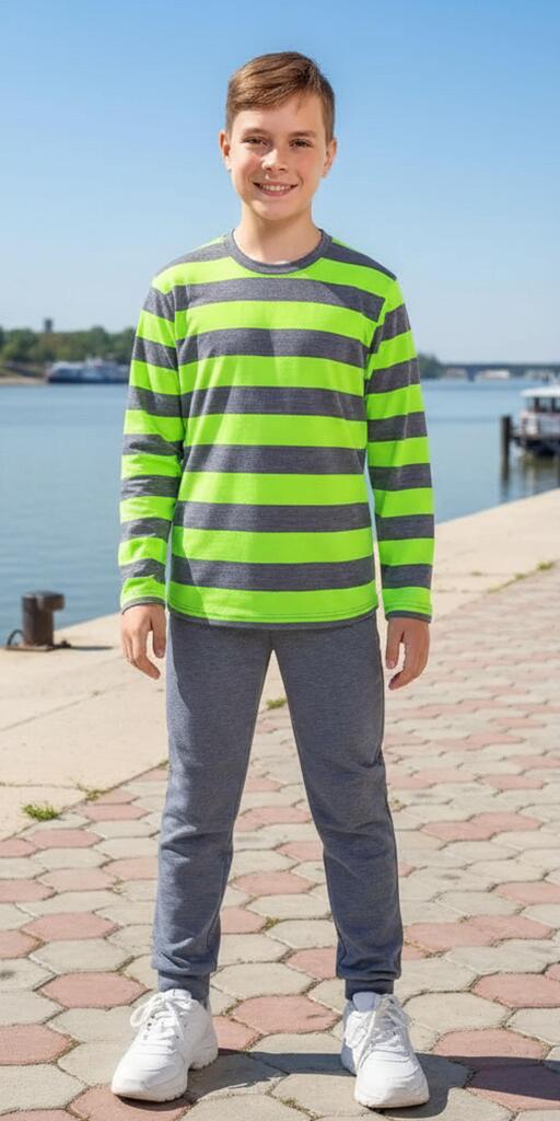 Комплект 2 части (б/д) райе в сиво и резеда