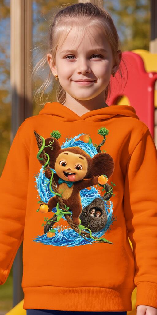 Блуза с качулка Чебурашка в оранжево