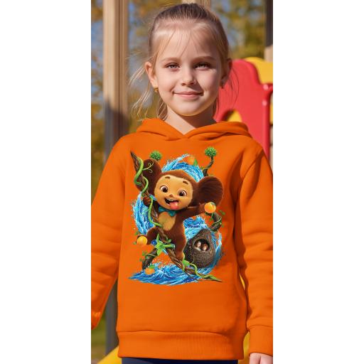 Блуза с качулка Чебурашка в оранжево