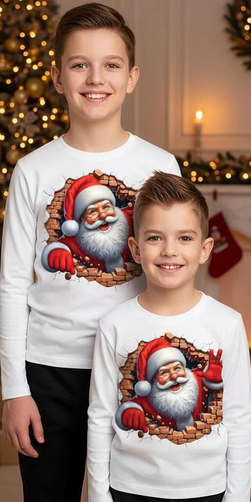 Блуза тънка Дядо Коледа в бяло