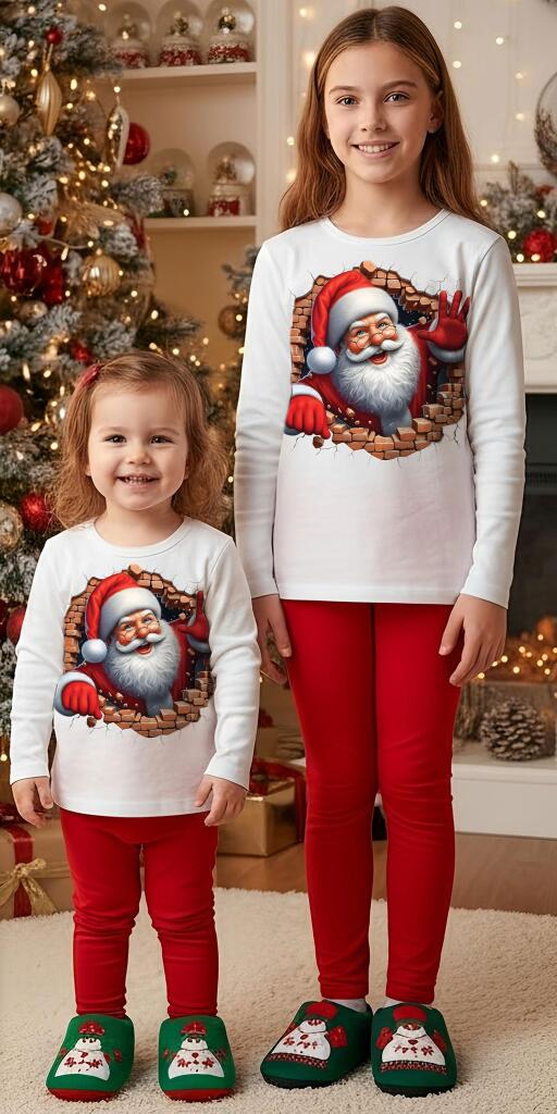 Комплект тънък 2 части (б/к) Дядо Коледа в бяло