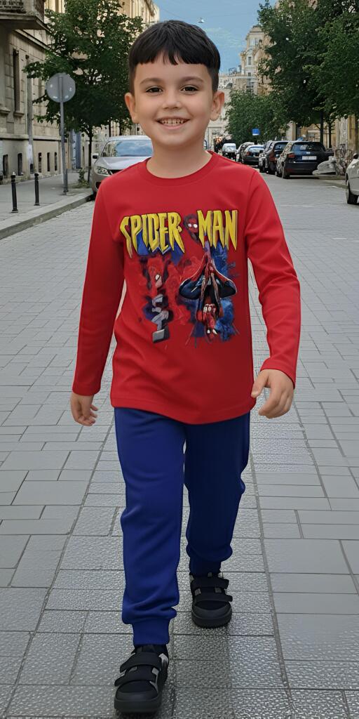 Комплект тънък 2 части (б/д) Спайдърмен с надпис в червено