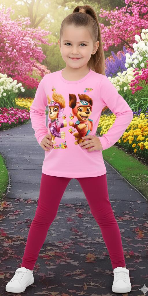 Комплект тънък 2 части (б/к) Скай и Либърти от Пес Патрул в розово