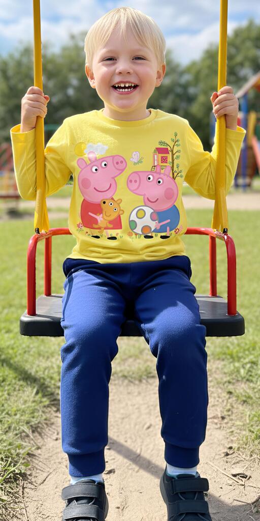 Комплект тънък 2 части (б/д) Прасето Пепа в жълто