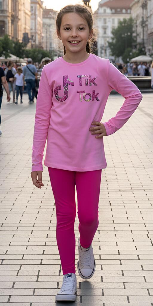 Комплект тънък 2 части (б/к) ТикТок в розово