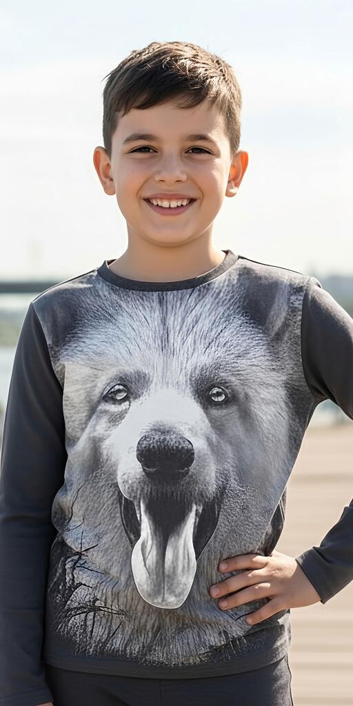 Блуза тънка куче Хъски в тъмносиво