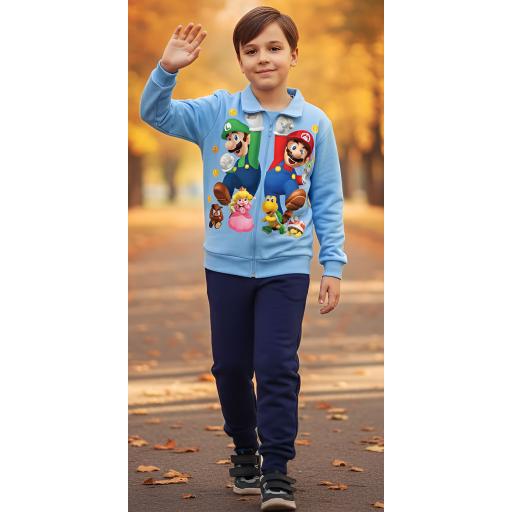 Комплект плътен 2 части (с/д) Супер Марио в синьо