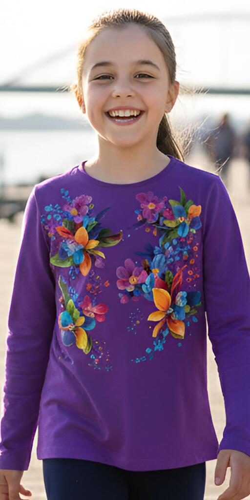 Блуза тънка цветя в виолетово