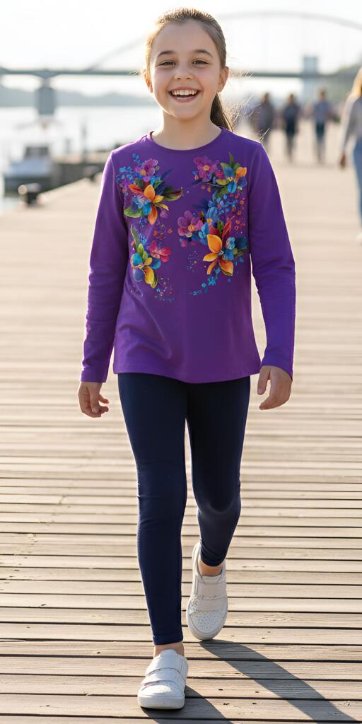 Комплект тънък 2 части (б/к) цветя в виолетово