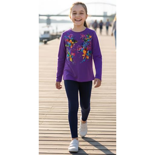 Комплект тънък 2 части (б/к) цветя в виолетово