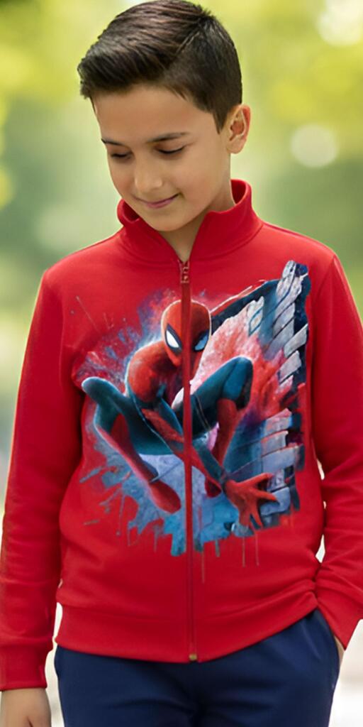 Суичър плътен Спайдърмен в червено