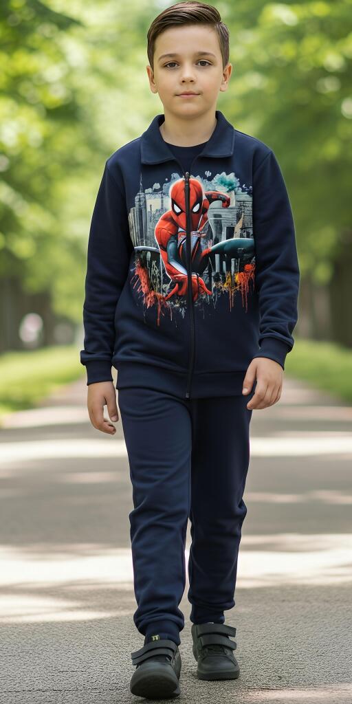 Комплект плътен 2 части (с/д) Спайдърмен в тъмносиньо