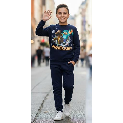 Комплект тънък 2 части (б/д) Майнкрафт в тъмносиньо