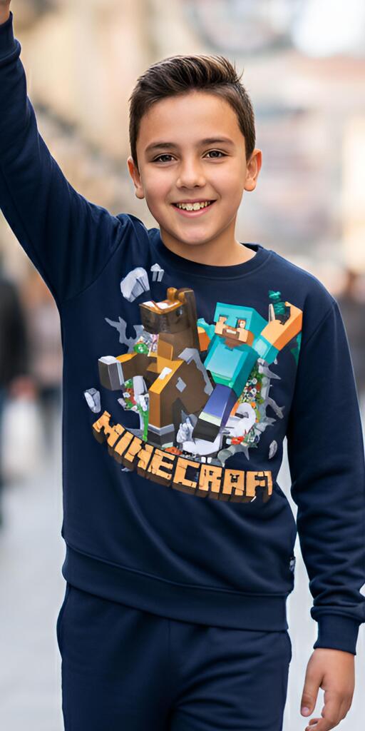 Блуза тънка Майнкрафт в тъмносиньо