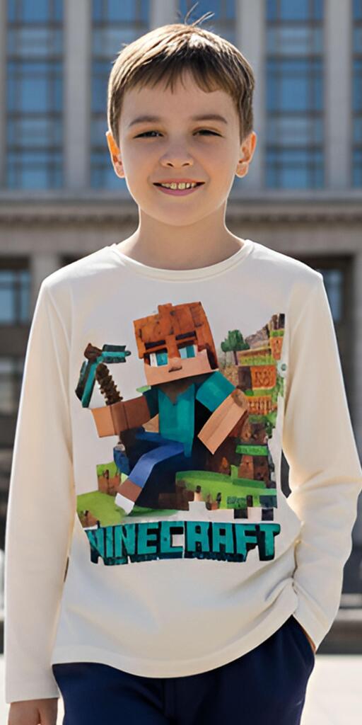 Блуза тънка Майнкрафт в екрю