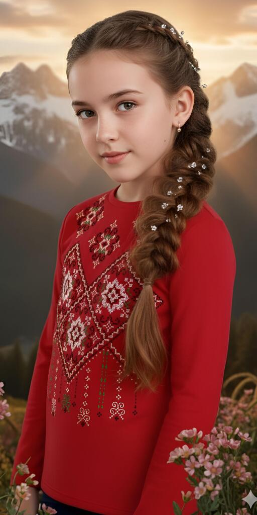 Блуза тънка с фолклорни български мотиви в червено 12