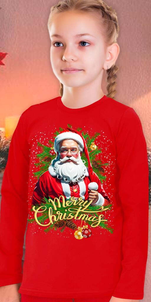 Блуза тънка с Дядо Коледа червено