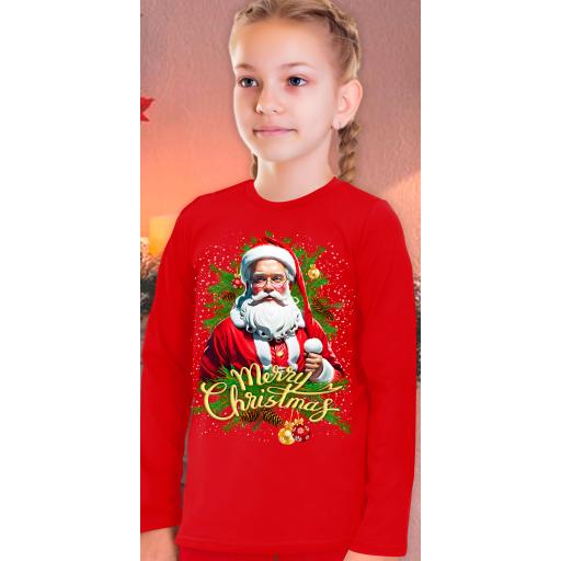 Блуза тънка с Дядо Коледа червено