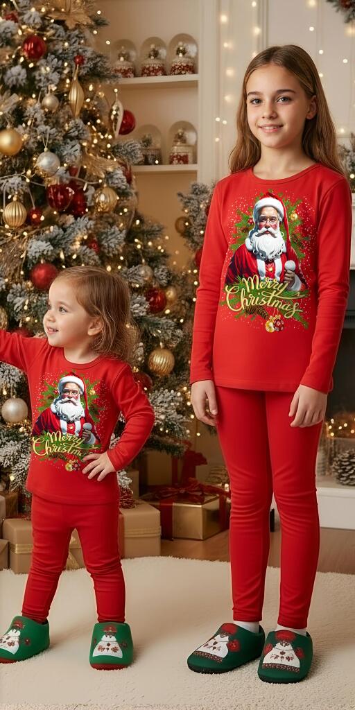 Комплект 2 части (б/к) Дядо Коледа в червено