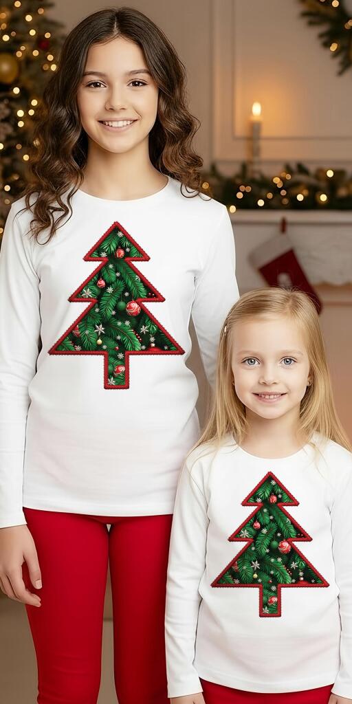 Блуза тънка коледна елха в бяло