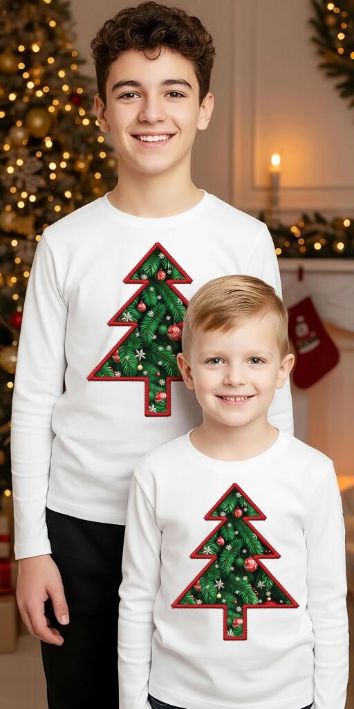 Блуза тънка с Коледна елха в бяло