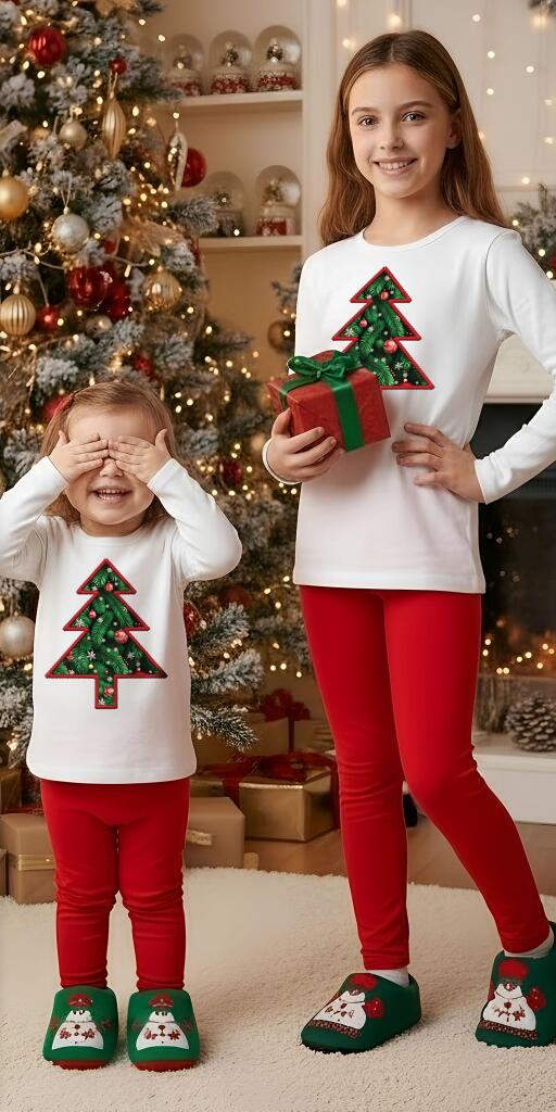 Комплект тънък 2 части (б/к) коледна елха в бяло