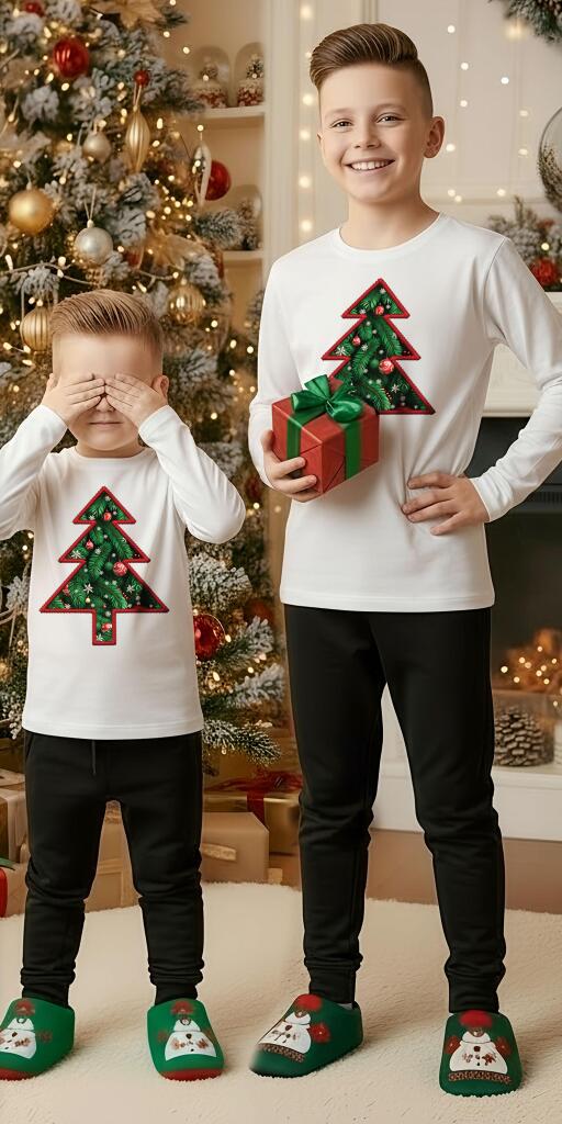 Комплект тънък 2 части (б/д) коледна елха в бяло