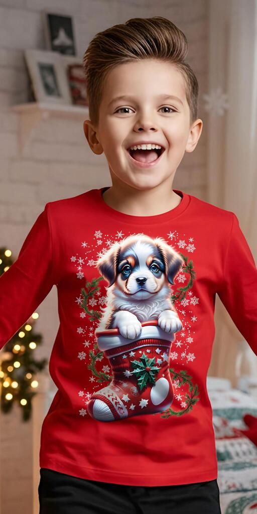 Блуза тънка с Куче в чорап червено