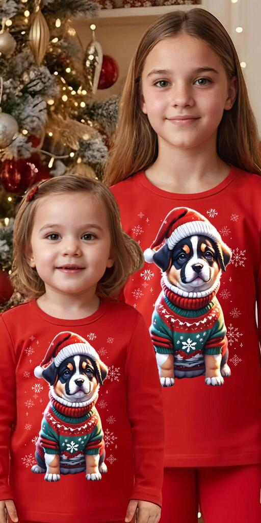 Блуза тънка коледно Куче в червено