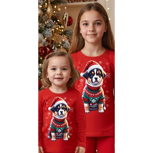 Блуза тънка коледно Куче в червено