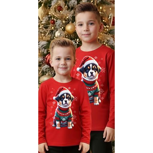 Блуза тънка коледно Куче в червено