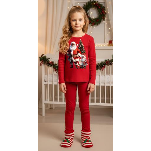 Комплект 2 части (б/к) Дядо Коледа с джуджета в червено