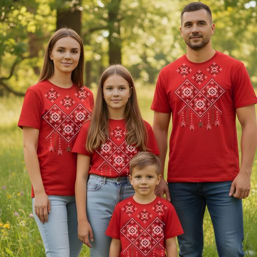 Тениска с фолклорни български мотиви в червено12