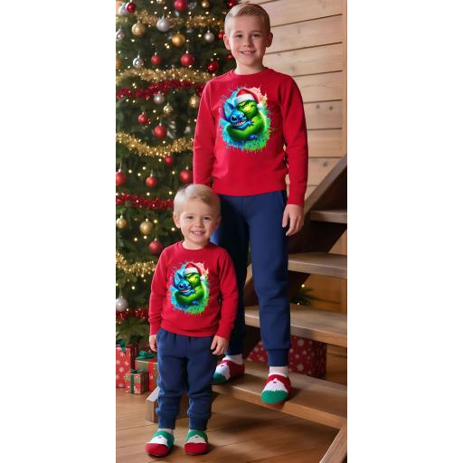 Комплект тънък 2 части (б/д) Гринч и Стич в червено