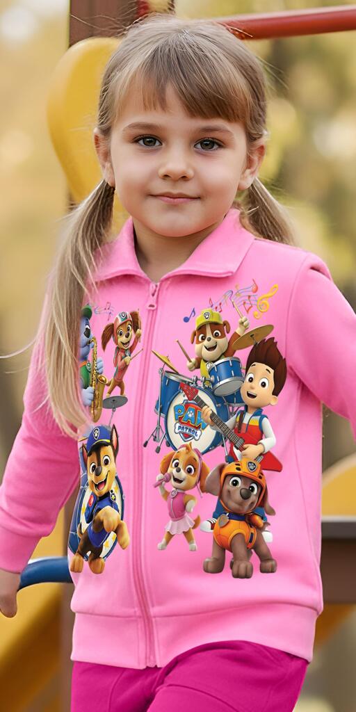 Суичър плътен Пес Патрул музиканти в розово