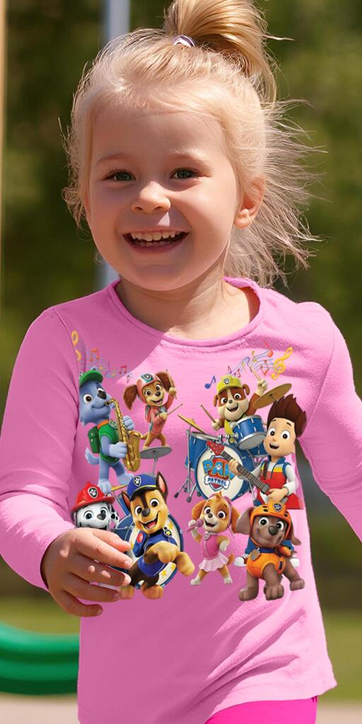 Блуза тънка Пес Патрул музиканти в розово