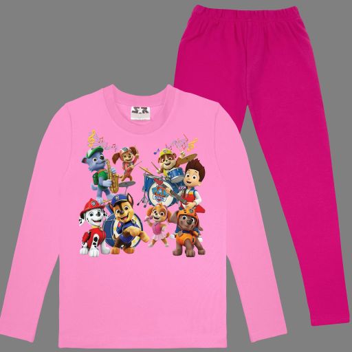 Розова блуза с героите от Paw Patrol и цветно долнище