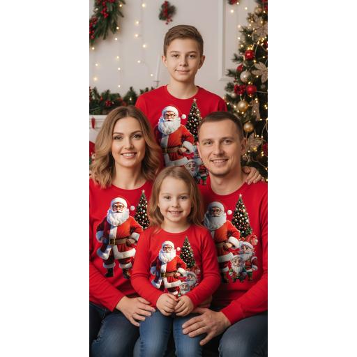 Блуза тънка Дядо Коледа с джуджета в червено