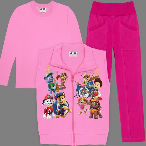 Елек Paw Patrol с едноцветна блуза и цветно долнище