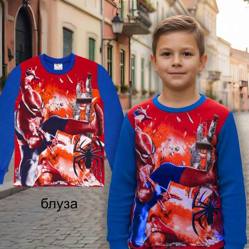 Блуза дебела вата Спайдърмен в червено