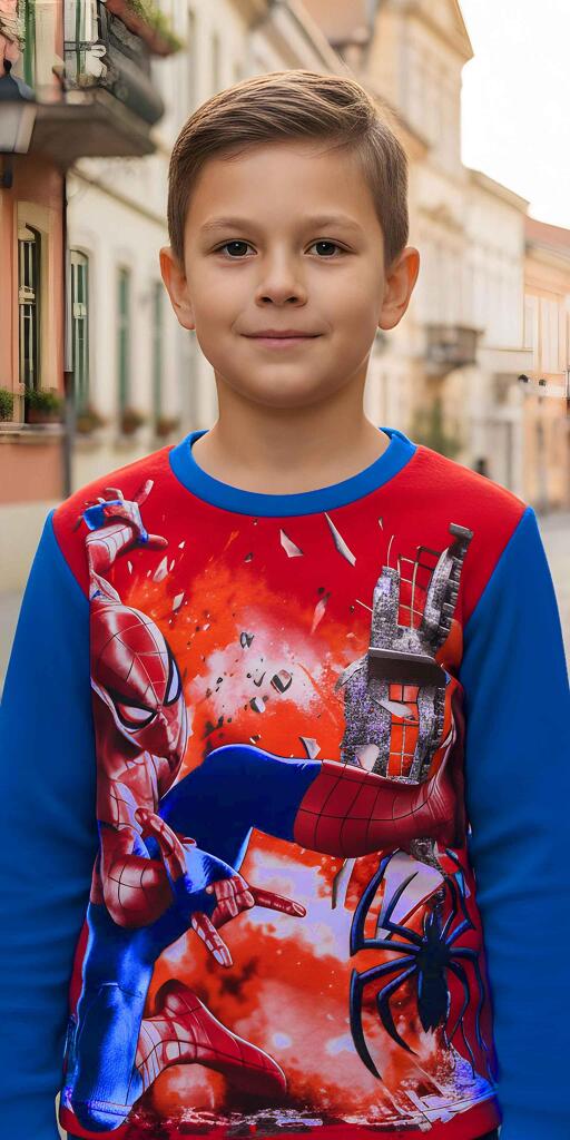 Блуза дебела вата Спайдърмен в червено