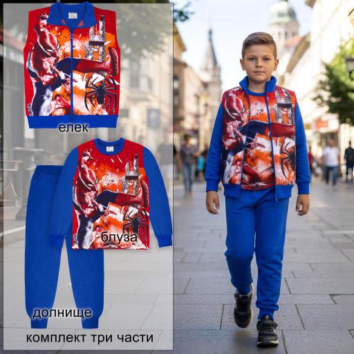 Комплект дебела вата 3 части (б/е/д) Спайдърмен в червено