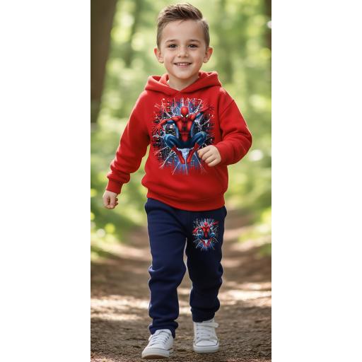 Детски комплект Спайдърмен – блуза с качулка и тъмно долнище