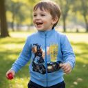 Момчешки суичър със светъл принт на герой и кола