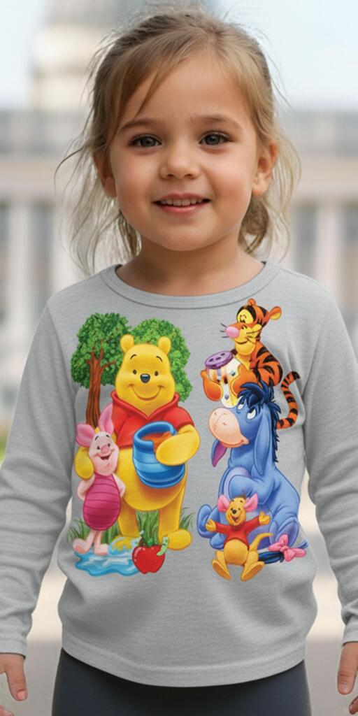 Блуза тънка Мечо Пух и приятели в сиво