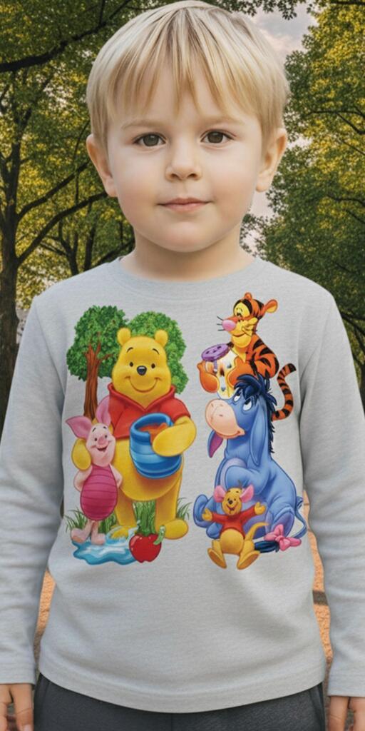 Блуза тънка Мечо Пух и приятели в сиво