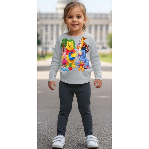 Комплект тънък 2 части (б/к) Мечо Пух и приятели в сиво