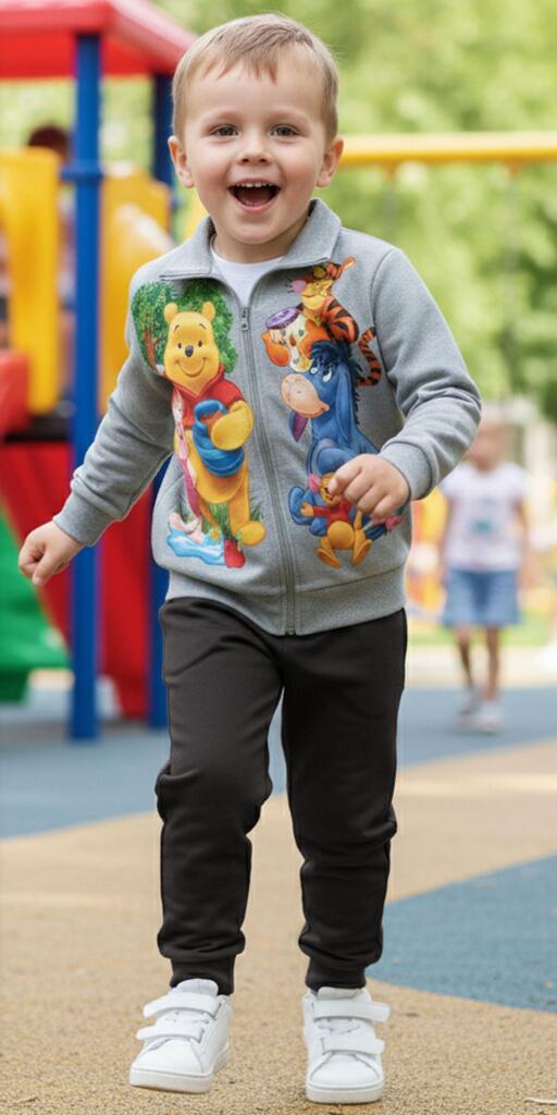 Комплект плътен 2 части (с/д) Мечо Пух и приятели в сиво