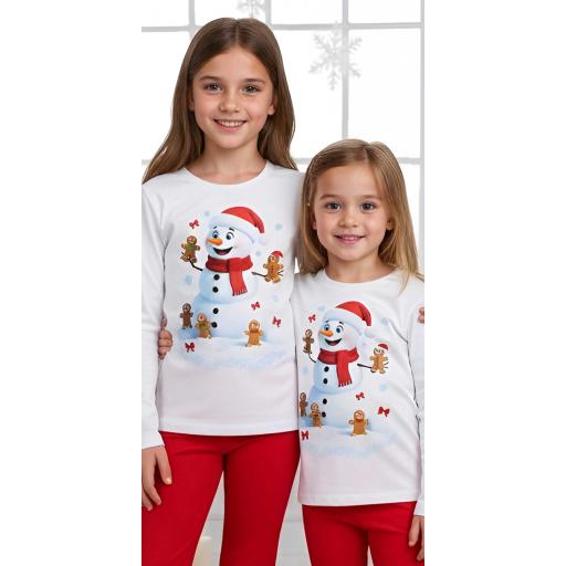 „Зимна детска блуза със снежен човек, меденки и снежинки.“